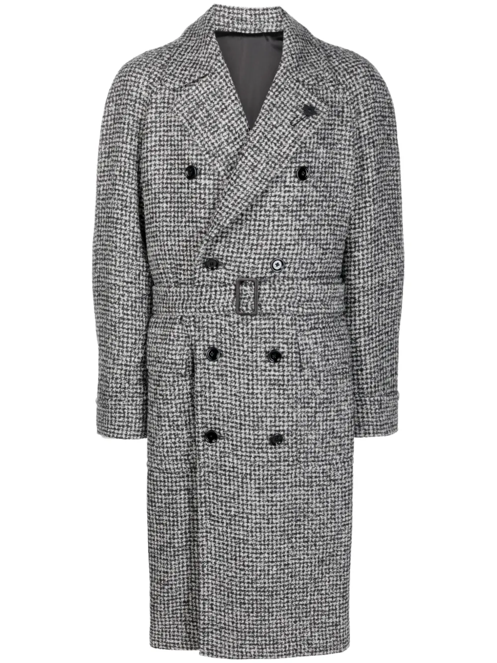 

Двубортное пальто с поясом Lardini, черный