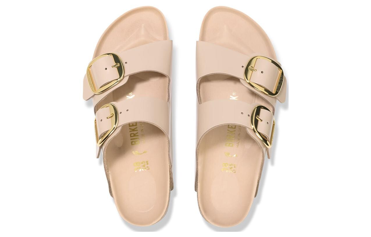 Сандалии из кожи с открытым носком и пряжкой Birkenstock, бежевый/розовый — фото 4