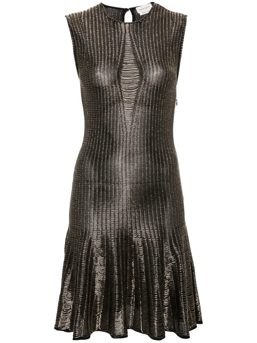 

Расклешенное платье с эффектом металлик Alexander McQueen, черный
