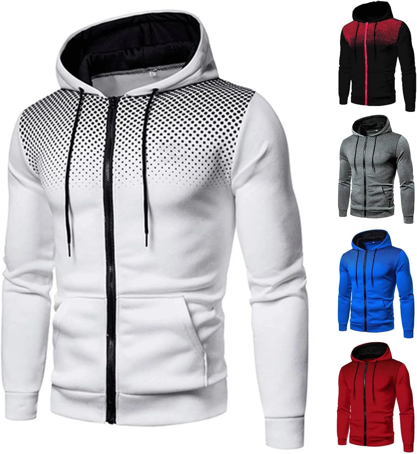 Мужская худи Casual в горошек Y2K Sport Western с капюшоном и кулиской — фото 2