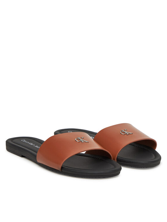 Мюли Flat Sandal Slide Mg YW0YW01697 Calvin Klein Jeans, коричневый — фото 2