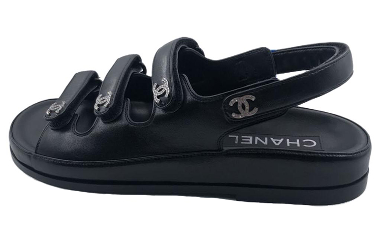 Женские черные сандалии на одной брезке CHANEL