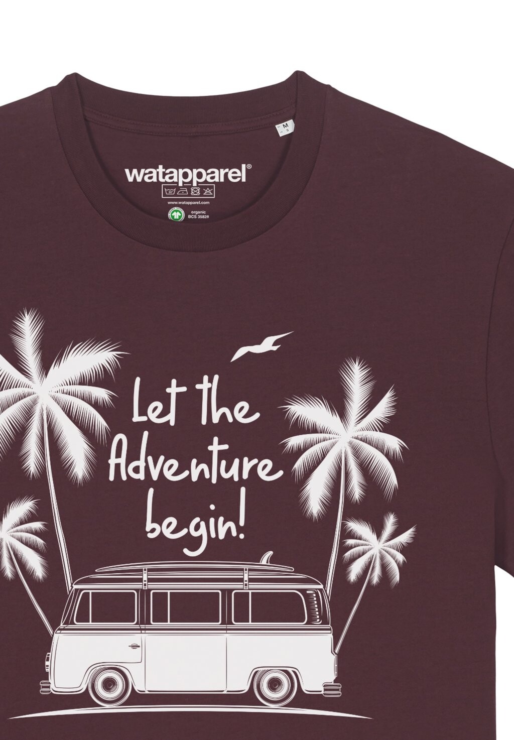 

Футболка с принтом LET THE ADVENTURE BEGIN watapparel, темно-красный