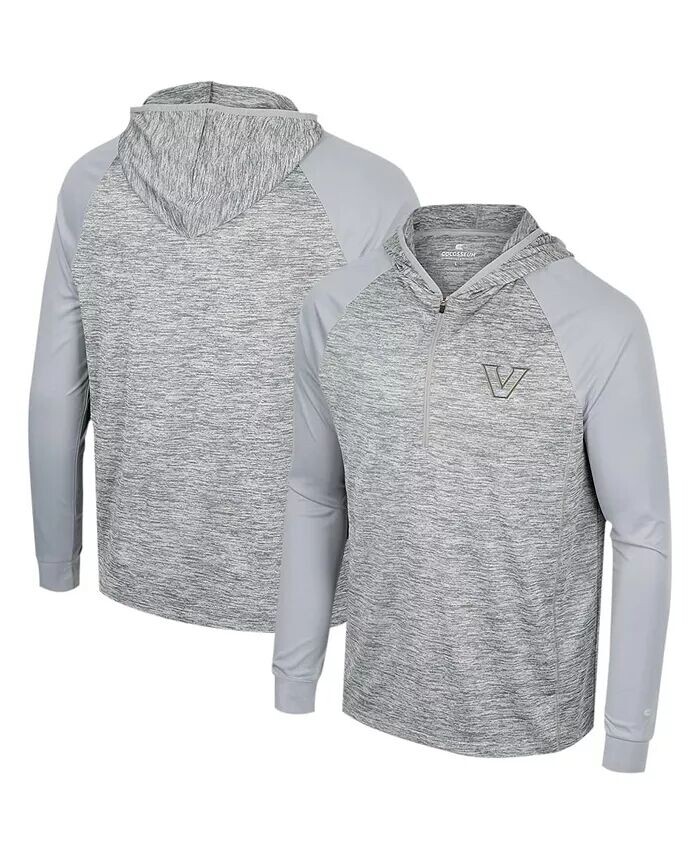 

Мужская серая толстовка Vanderbilt Commodores Cybernetic Raglan с капюшоном и застежкой-молнией на четверть длины Colosseum