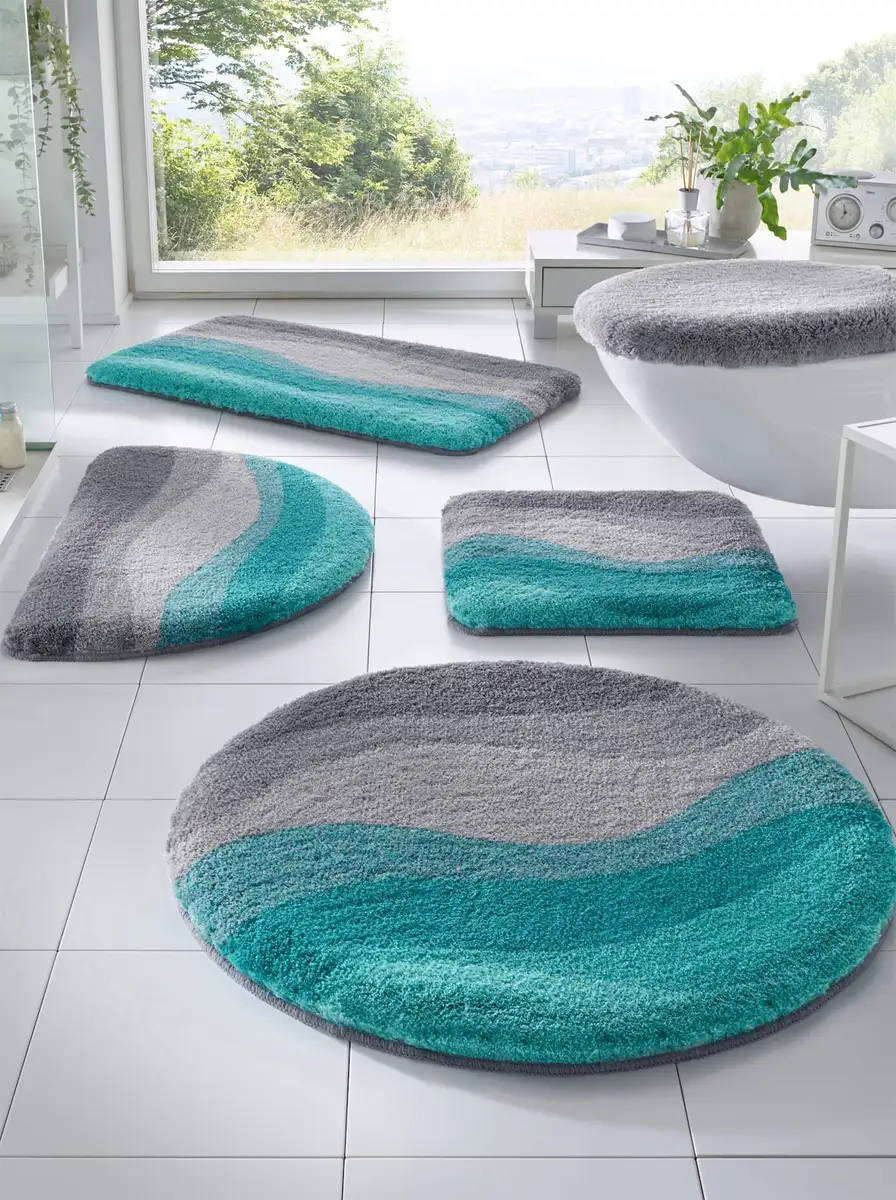 

Коврик для ванной Little Cloud Kleine Wolke Квадратный коврик для туалета с вырезом (50х50 см), серо-голубой