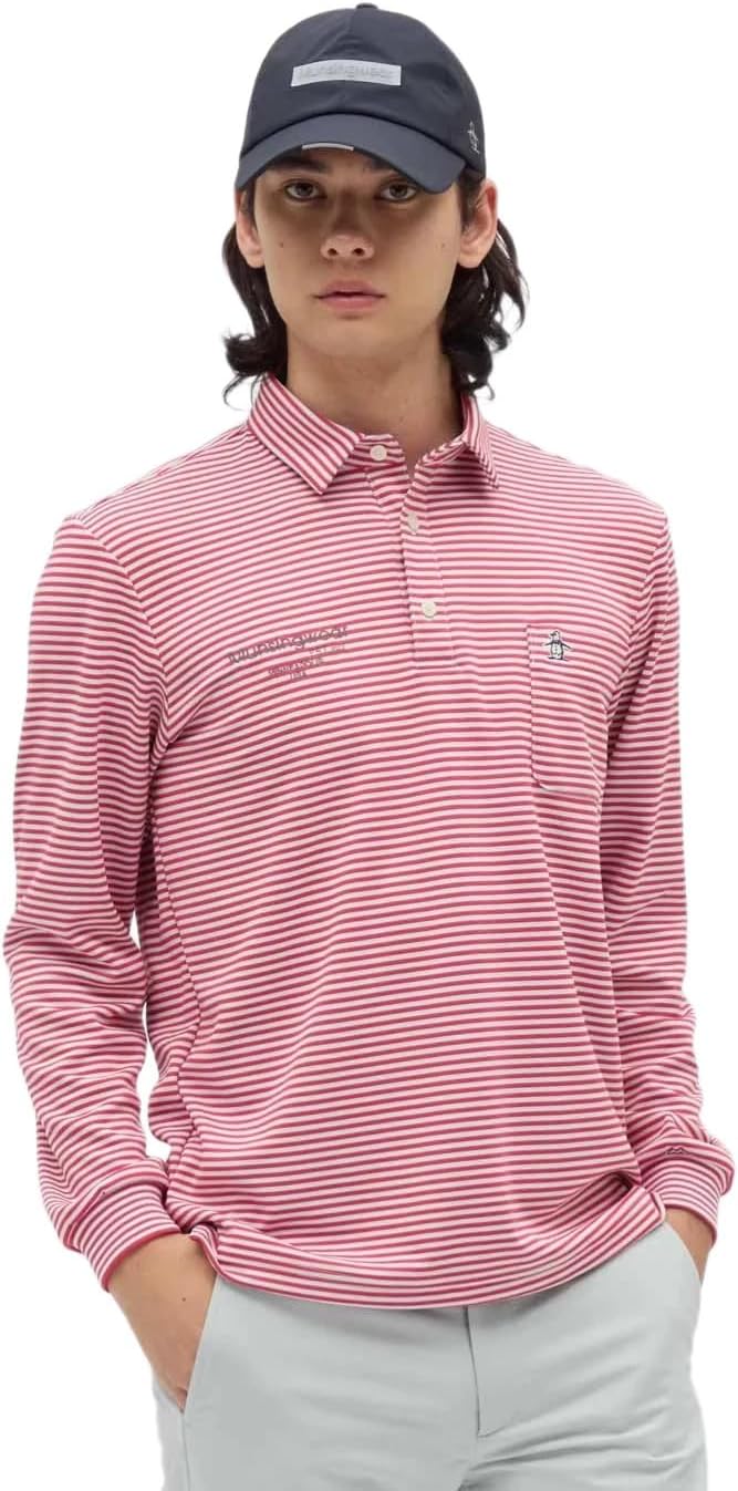 

Мужская поло-рубашка с длинным рукавом Manning Wear MG5FLS26M с карманами по краю, термоэластичная, для игры в гольф Munsingwear, розовый