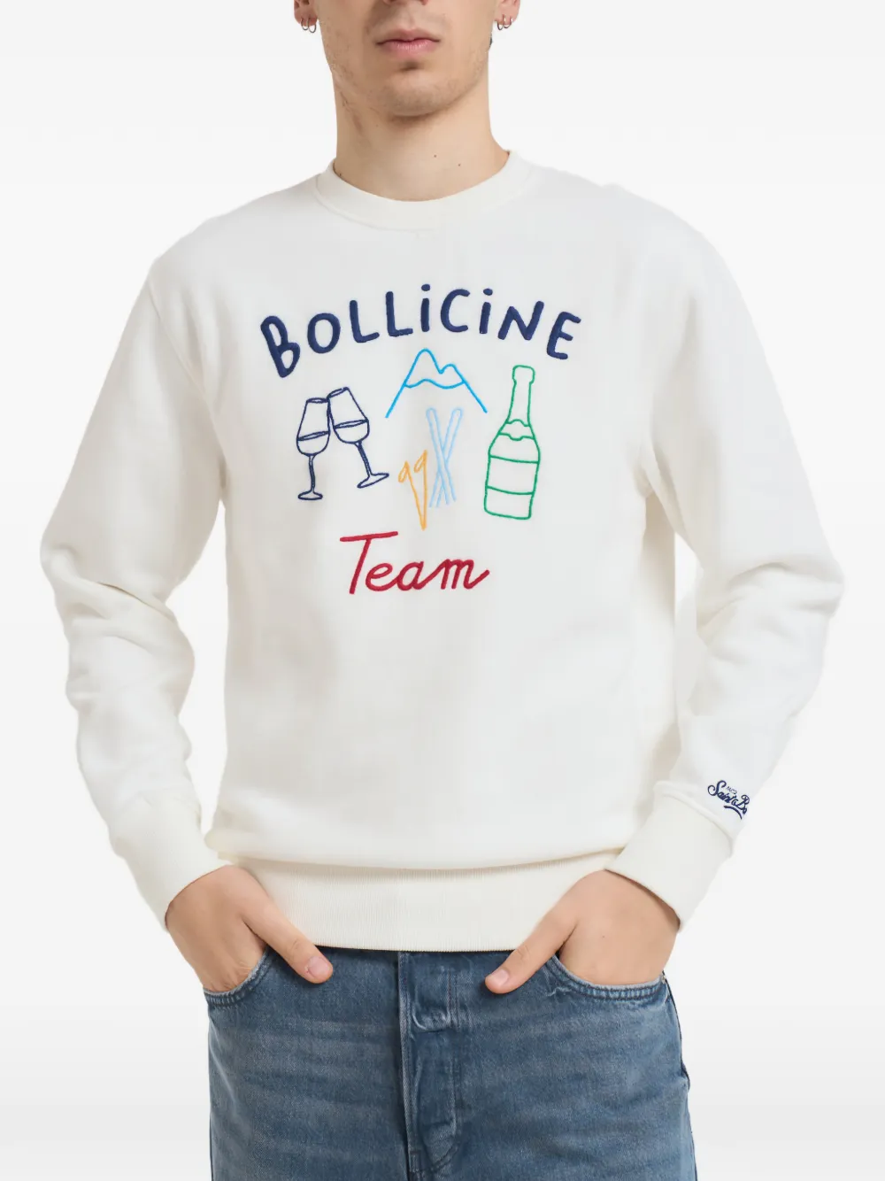 

Вышитый свитер с круглым вырезом Mc2 Saint Barth, белый