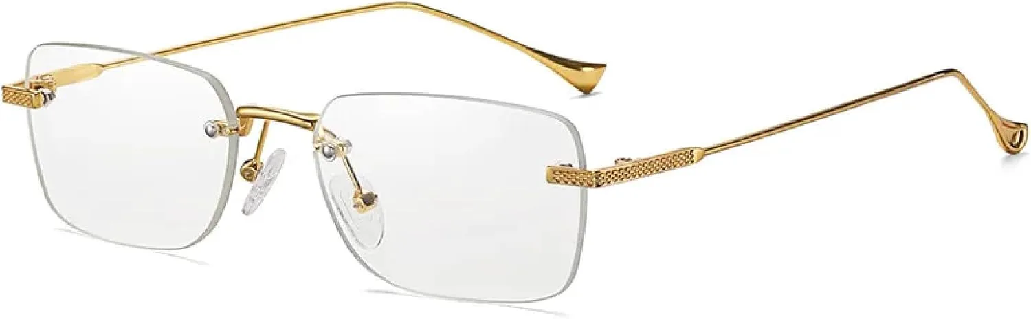 

Модные женские солнцезащитные очки без оправы с градиентным напылением, трендовые мужские маленькие прямоугольные очки с защитой от УФ-излучения UV400 TVTBBVV, Clear