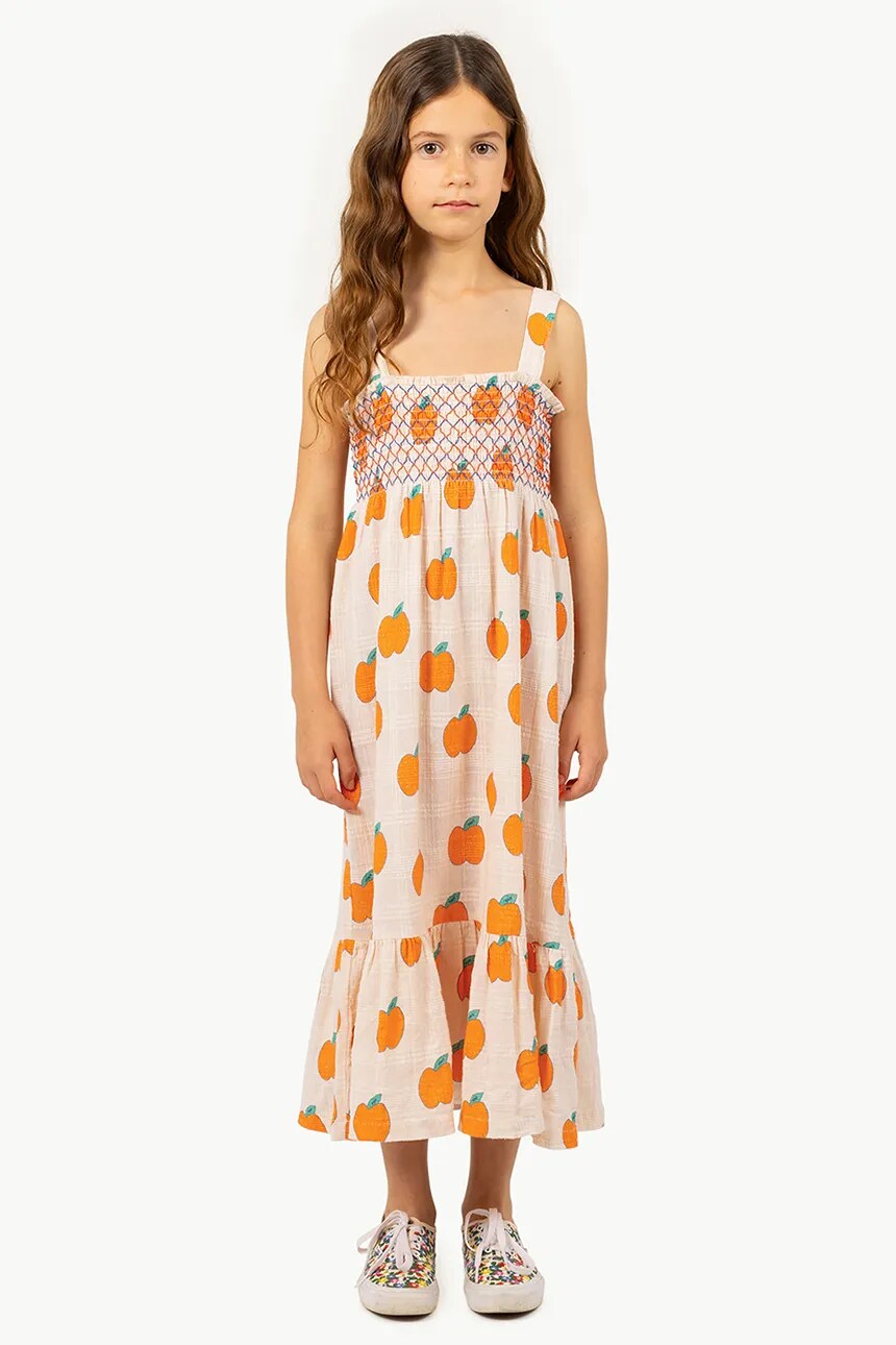 

Хлопковое платье детское APPLES DRESS Tinycottons, бежевый