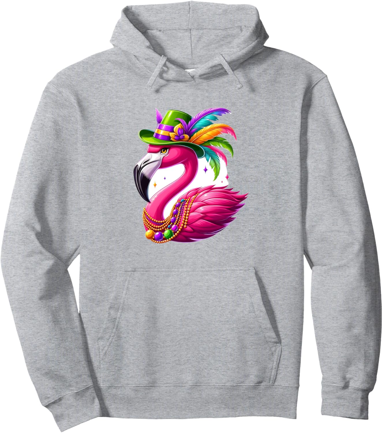 

Худи с изображением фламинго на Марди Гра Mardi Gras Flamingo, серый