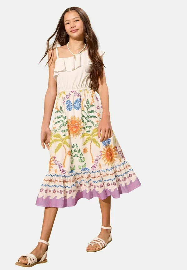 Платье Regular fit 2 in 1 tropical poplin holiday shop dress Lipsy, белый