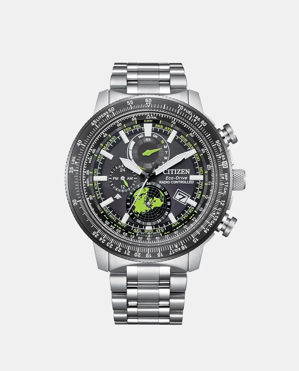 

Geo Trekk BY3006-53E Радиоуправляемые стальные мужские часы Citizen, серебряный
