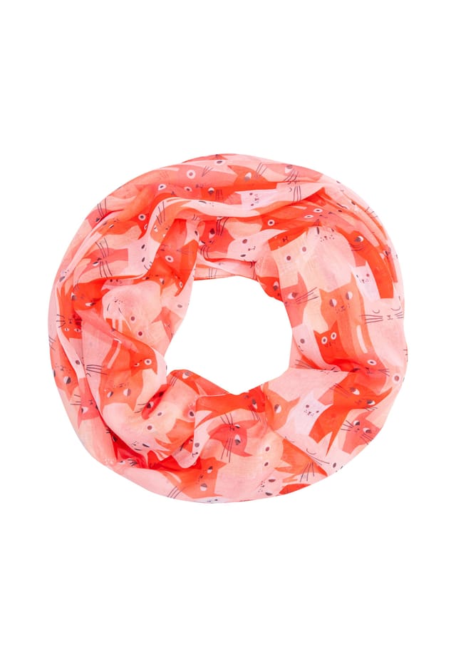 

Шарф-Петля Молли-петля с рисунком кошки – легкая мягкая и воздушная Seasons Of April, красный