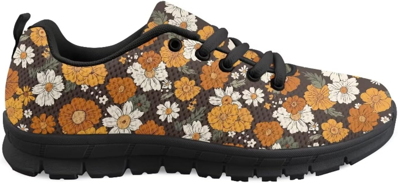 

Кроссовки GETELINSENG с американским флагом для мужчин, кеды, легкие, для прогулок и бега, с подошвой EVA, не скользящие, Retro Groovy Cottagecore Floral