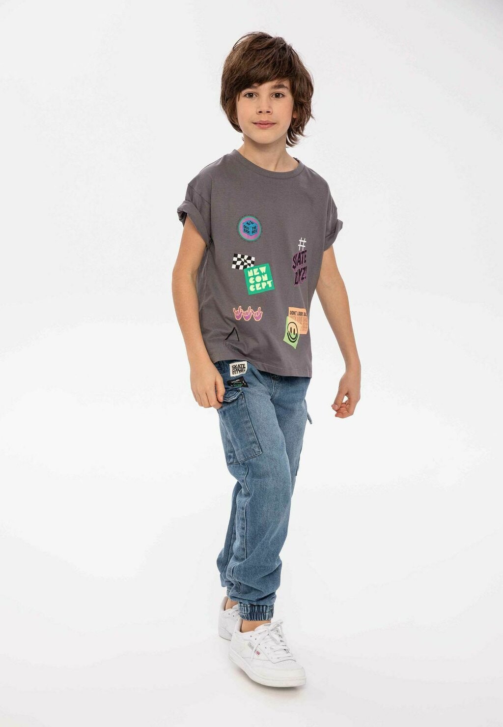 

Футболка с принтом PRINTED SHORT SLEEVE MINOTI, цвет grey