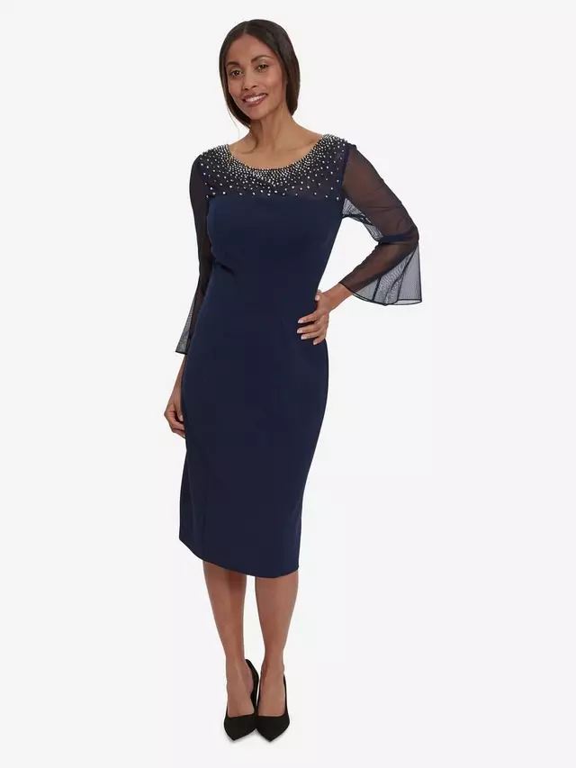 

Платье Gina Bacconi Maurine Beaded, цвет navy/silver