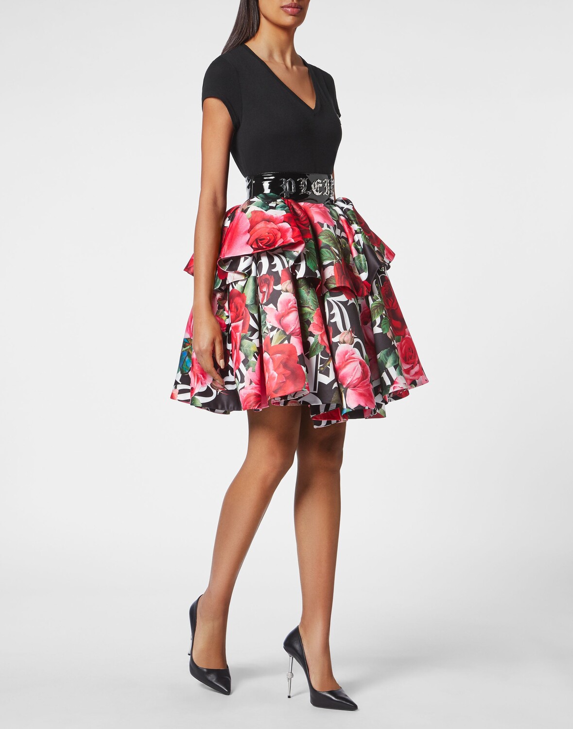 

Цветочная юбка Dark Romance Philipp Plein, цвет Black / Rose