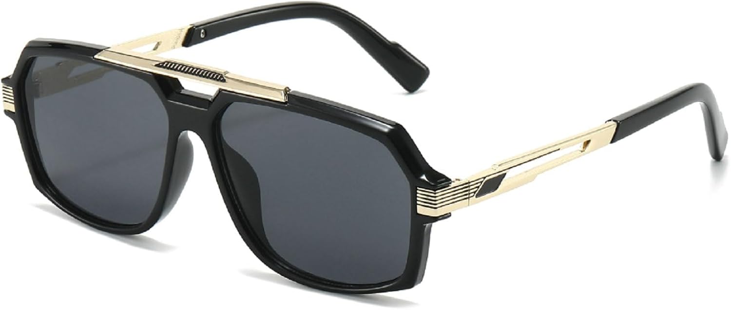 

Ретро-солнцезащитные очки с двойной перемычкой для женщин, квадратной формы, модные градиентные оттенки, защита от УФ-излучения UV400, мужские солнцезащитные очки-пилот mincl, Black