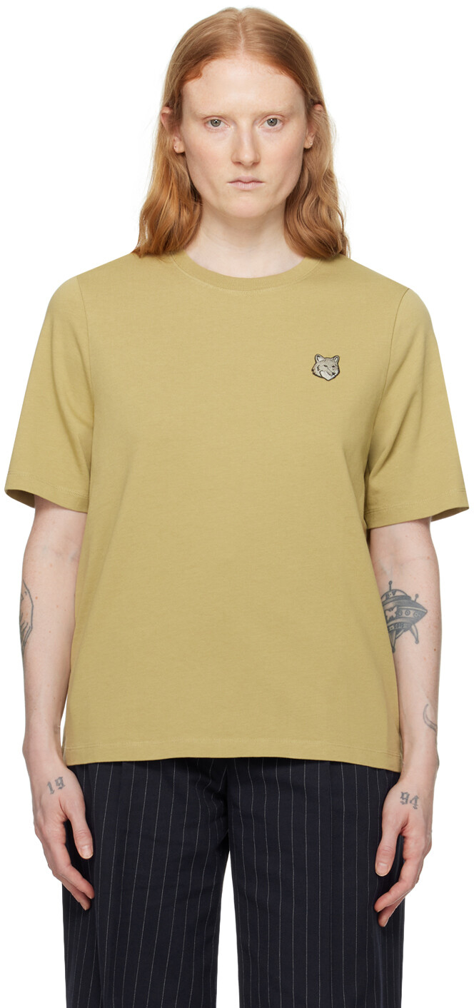 

Зеленая футболка с головой лисы Maison Kitsune, цвет Canvas
