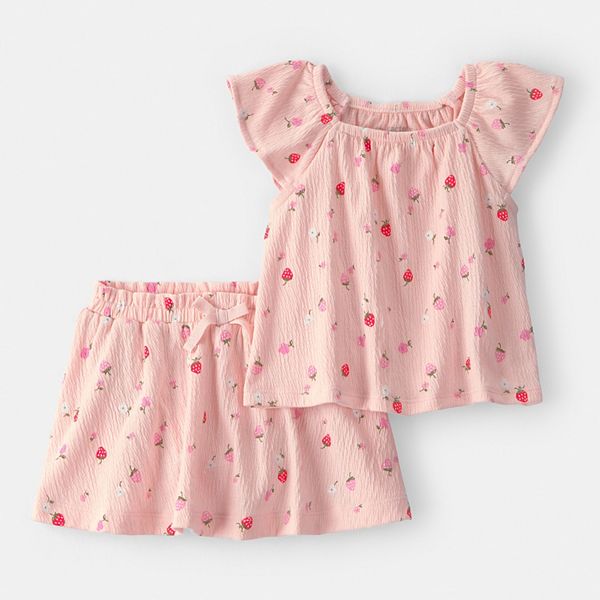 

Детский комплект для девочки: топ с коротким рукавом и шорты-юбка strawberry Carter'S