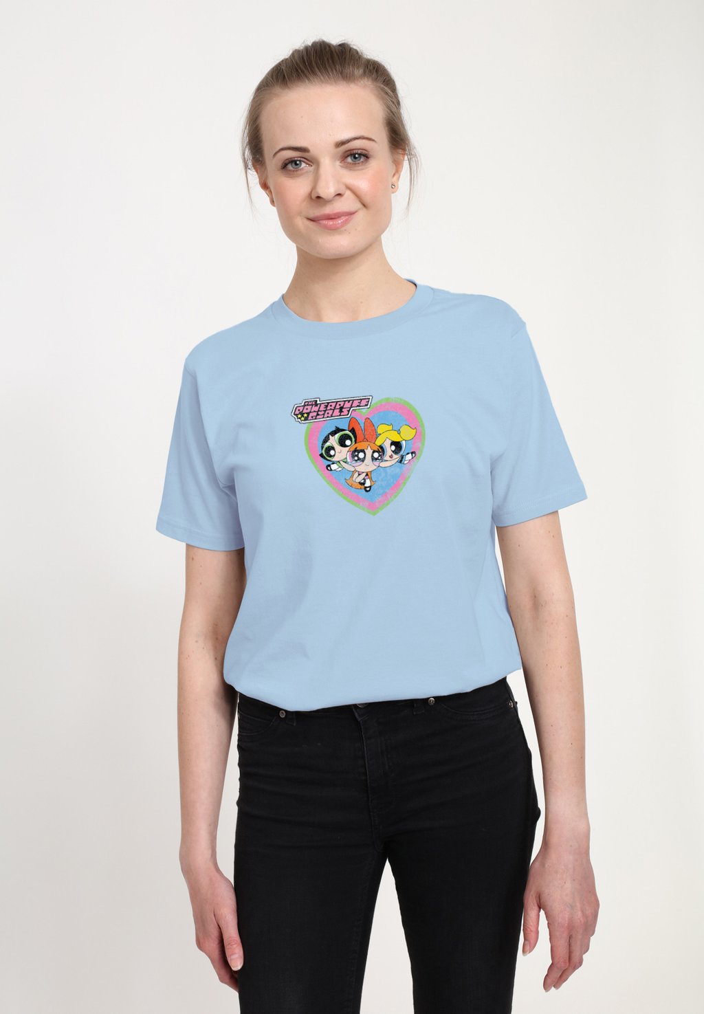 

Футболка с принтом THE POWERPUFF GIRLS FADED HEART Henry Tiger, светло-голубой