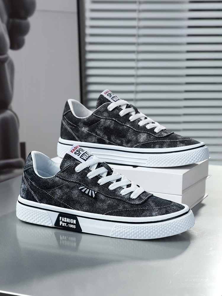 Кроссовки Men's Canvas Casual Shoes - All-Season Comfort with Non-Slip, Durable Soles for Skate-Inspired Style Spkfhd, черный — фото 2