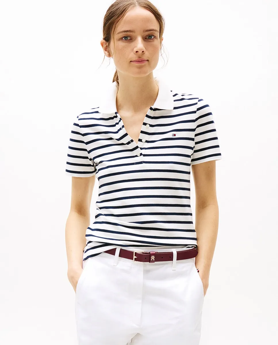 

Женская рубашка-поло с коротким рукавом из пике, обычная Tommy Hilfiger, белый