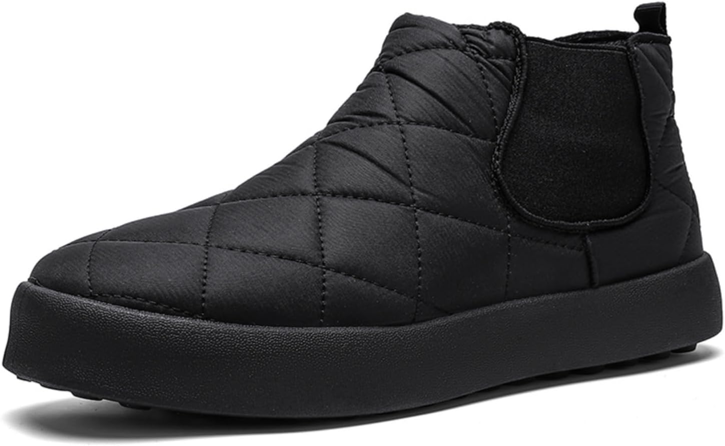 

Мужские зимние ботинки до щиколотки, с флисовой подкладкой для тепла, без шнурков, с противоскользящей текстурированной подошвой, стильные и практичные для холодной погоды Khwfjas, черный