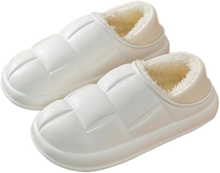 

Мужские и женские водоотталкивающие однотонные хлопковые тапочки для зимы, для дома и улицы, для прогулок по снегу Zonkacen, белый