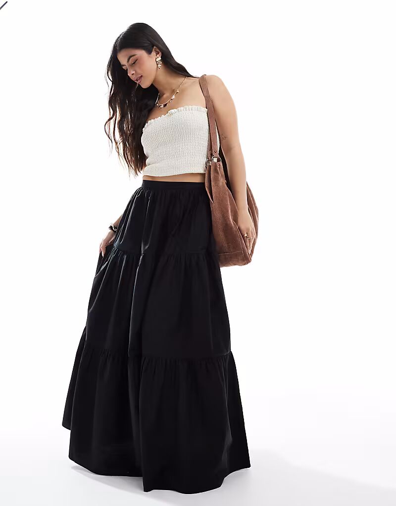 

Длинная юбка в стиле бохо ASOS DESIGN черного цвета