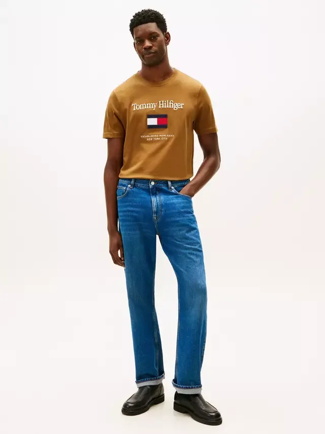 Хлопковая футболка стандартного кроя с вышитым логотипом Tommy Hilfiger, Highland Khaki — фото 3