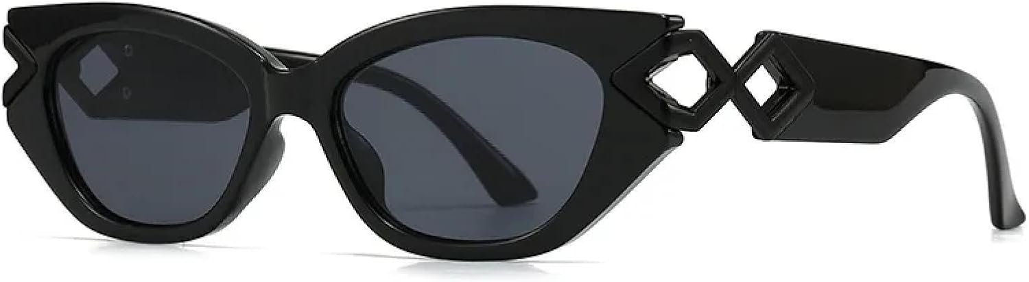 

Роскошные винтажные солнцезащитные очки «кошачий глаз» для женщин и мужчин в стиле панк, классические, с заклепками, металлической цепочкой, сексуальные, с защитой от УФ-излучения UV400 TYUVIVO, Black Black