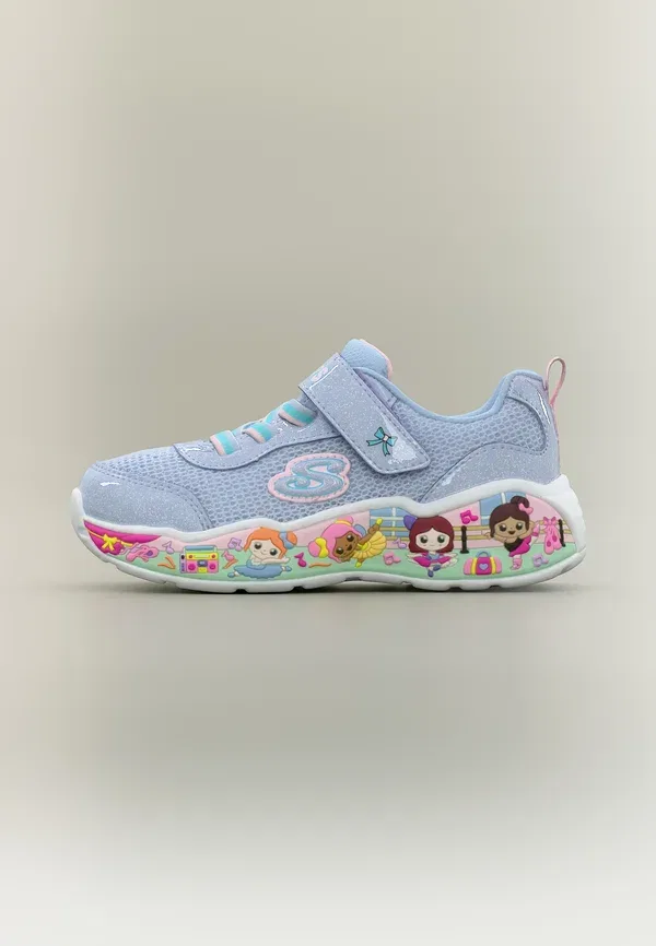 Кроссовки для игр Skechers, цвет сиренево-голубой с блёстками/многоцветный