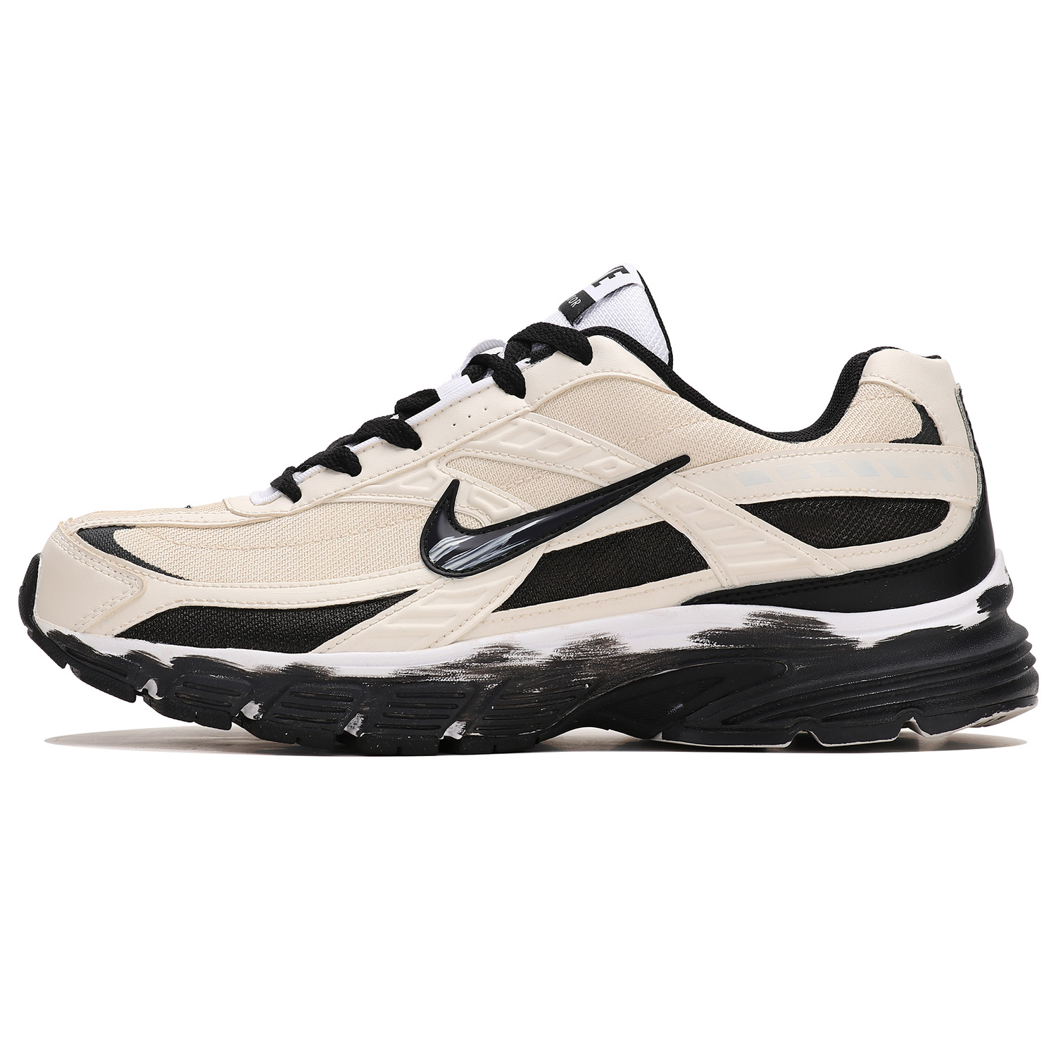 

Nike Мужские низкие беговые кроссовки Initiator с амортизацией, воздухопроницаемостью и поддержкой, бежево-черный