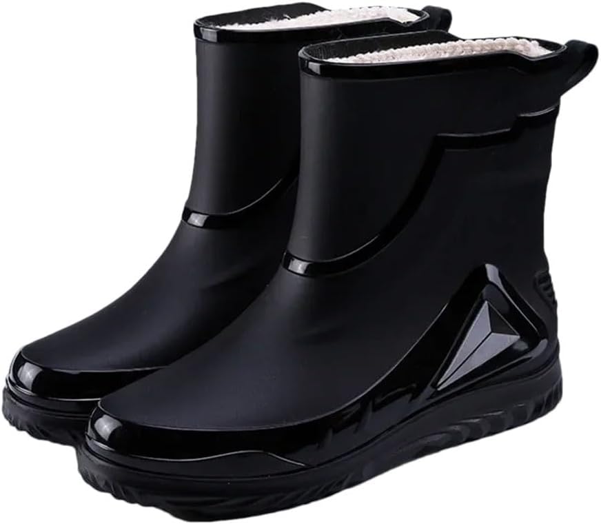 

Мужские водонепроницаемые дождевые ботинки для улицы, противоскользящие туфли, утепленные флисом, хлопковые теплые дождевые сапоги, обувь для кухни Generic, 28523