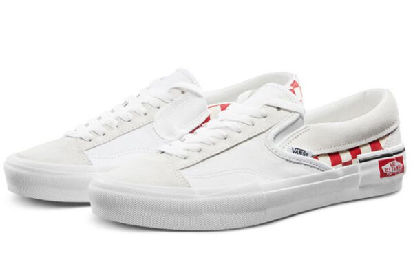 Кроссовки Vans Slip-On Cap Low Top Skate Shoes Unisex Red Grid White, красный — фото 2