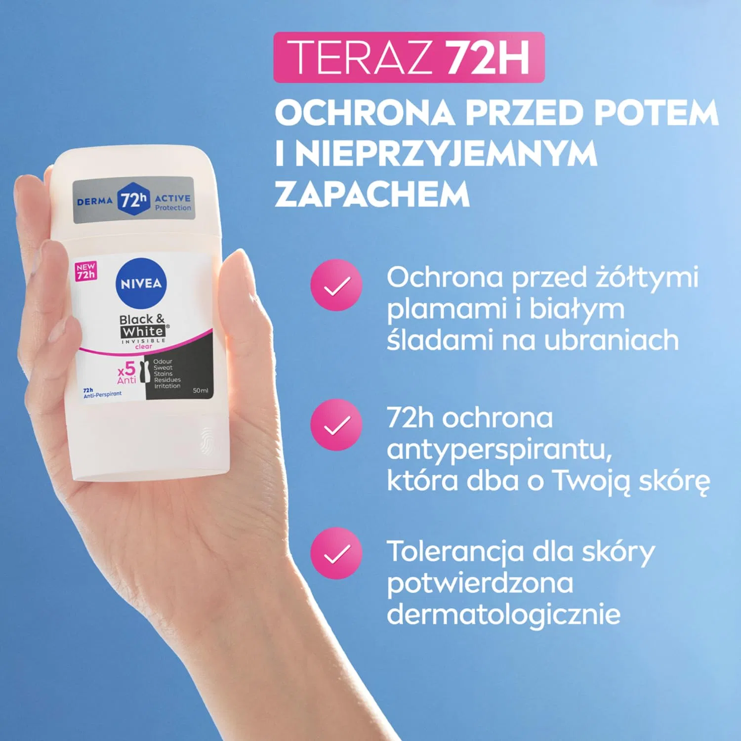 Женский антиперспирант «Black&White Invisible Clear» от NIVEA, 50 мл (5 шт.) Nivea — фото 3