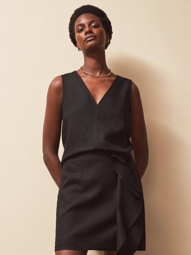 

Мини-юбка из льняной ткани с отделкой в виде рюшей Ro&Zo, Black