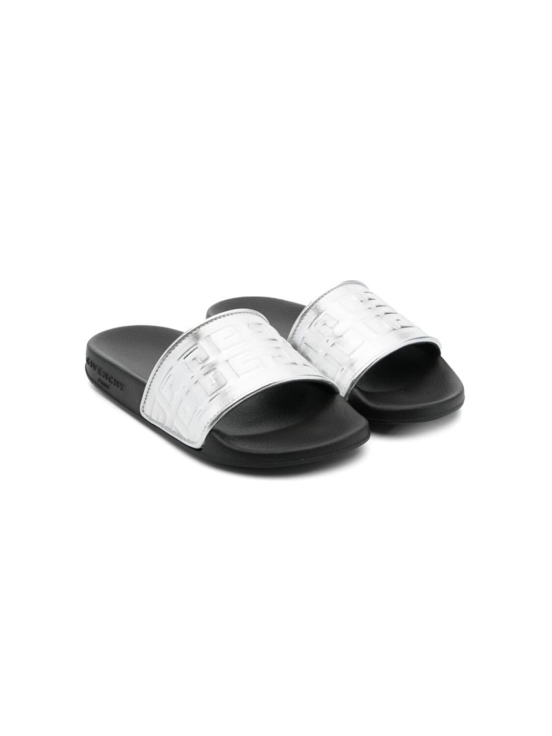 

Givenchy Kids шлепанцы с тиснением Greca, серебряный