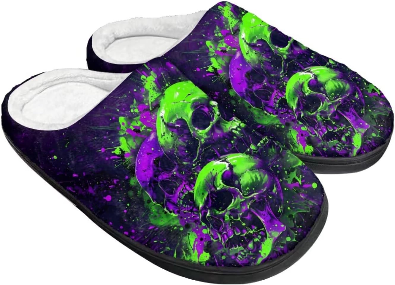 

Тапочки Tomeusey для женщин - домашние и хлопковые тапочки с противоскользящей подошвой, подарок для женщин и мужчин, Skulls