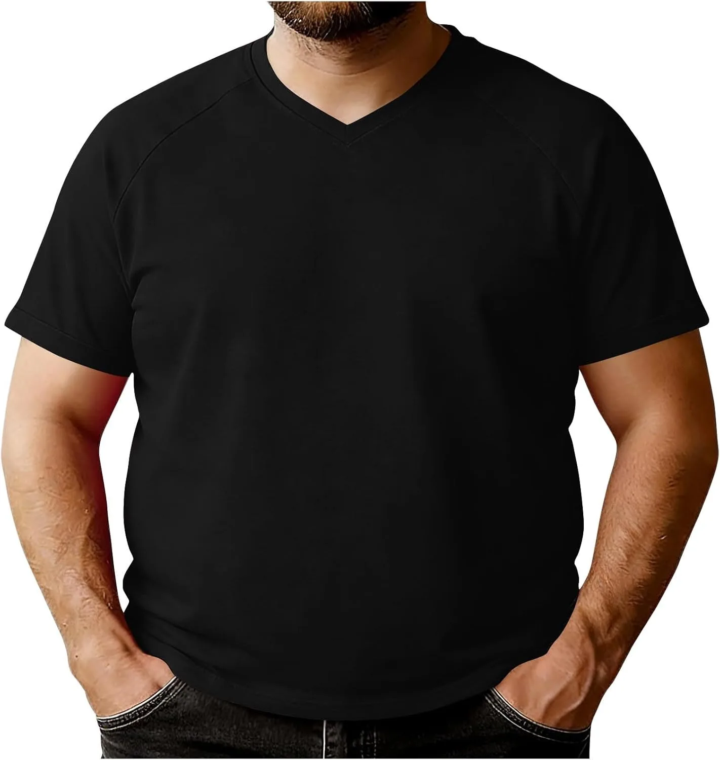 

Мужская футболка V-образным вырезом, свободного кроя, Plus Size