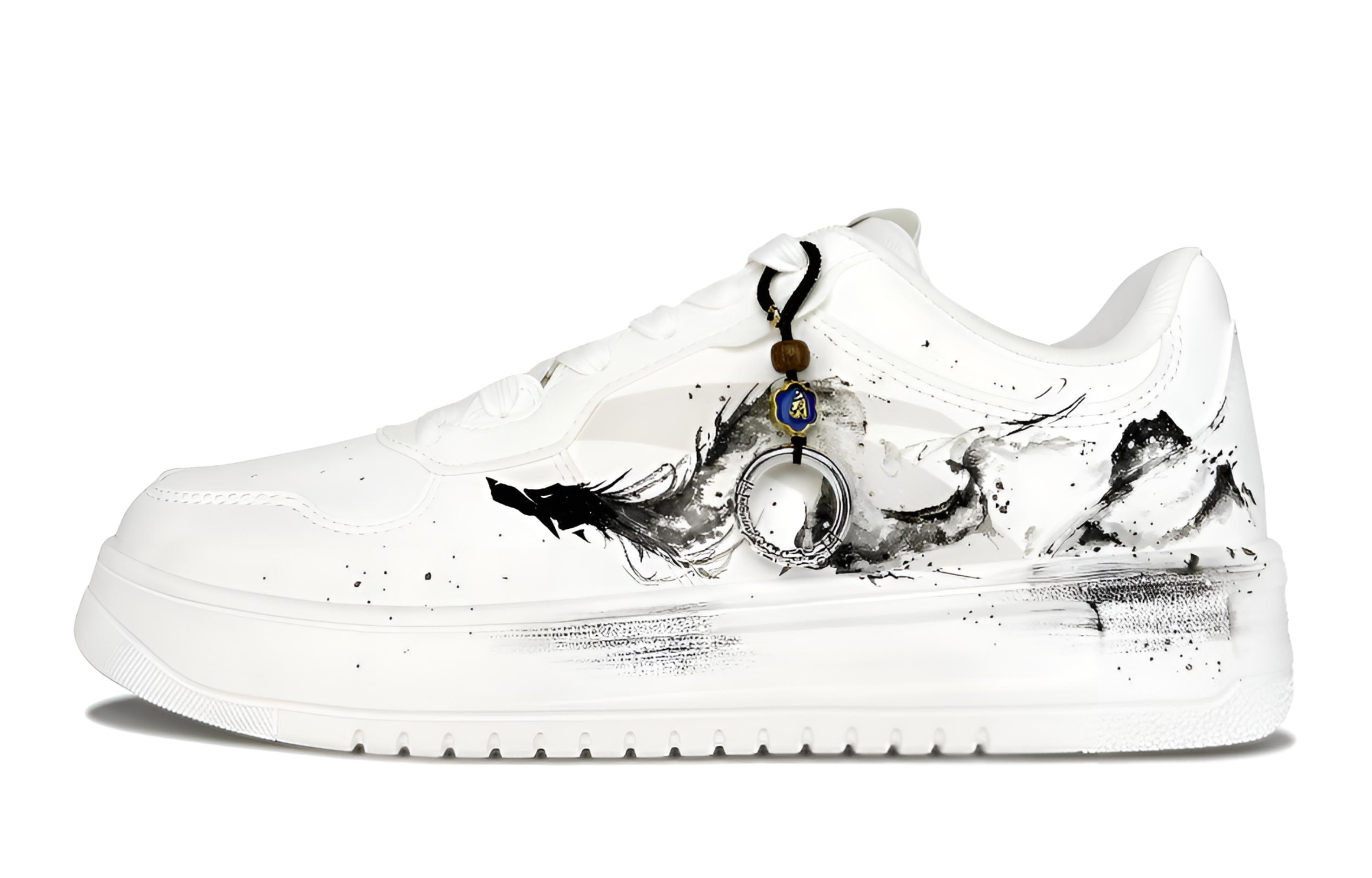 

Мужские и женские скейтерские кеды Low top в черно-белом цвете с устойчивостью к истиранию, легкие и нескользящие ANTA, The dragon is spiritual