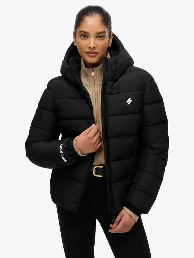 Пуховая куртка Spirit Sports с капюшоном, черная Superdry