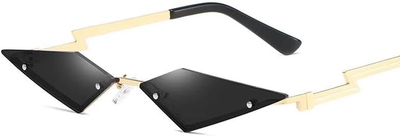 

Солнцезащитные очки «кошачий глаз» в металлической оправе, винтажные зеркальные солнцезащитные очки для мужчин и женщин, модные очки треугольной формы для дам UQKY, Gold Black