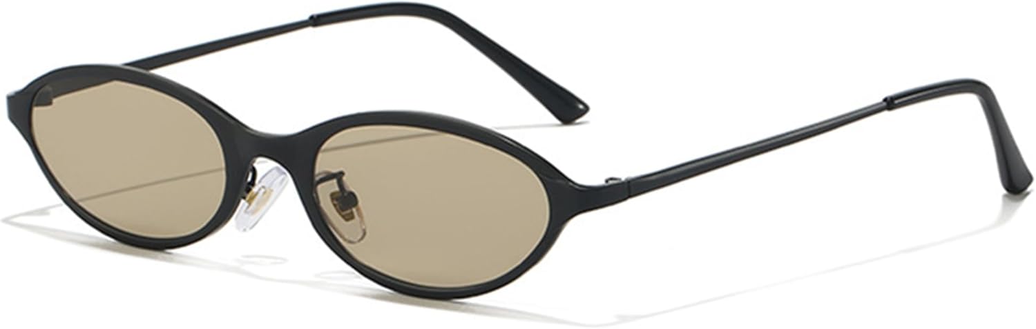 

Солнцезащитные очки Bullabulling в стиле ретро, ​​маленькие овальные, для женщин и мужчин, модные солнцезащитные очки 90-х, узкие, в стиле Y2K, дизайнерские солнцезащитные очки, Black Tea