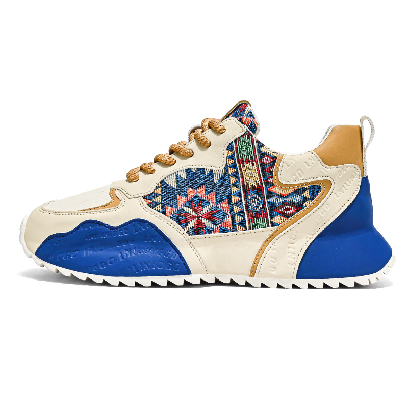 

JKEM Амортизирующие противоскользящие и износостойкие низкие кеды мужские бежево-голубые, цвет Beige Blue