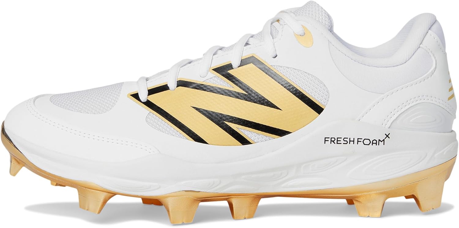 Мужские бейсбольные кроссовки New Balance Fresh Foam 3000 V7, Mercury Red/Gold, размер 6.5 M, белый/золотой — фото 4