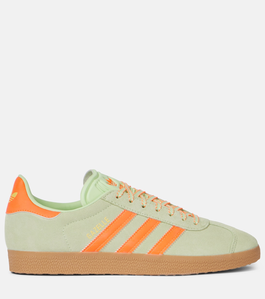 Кроссовки из замши с отделкой из кожи Gazelle Adidas, Semi Green Spark/Solar Orange — фото 4