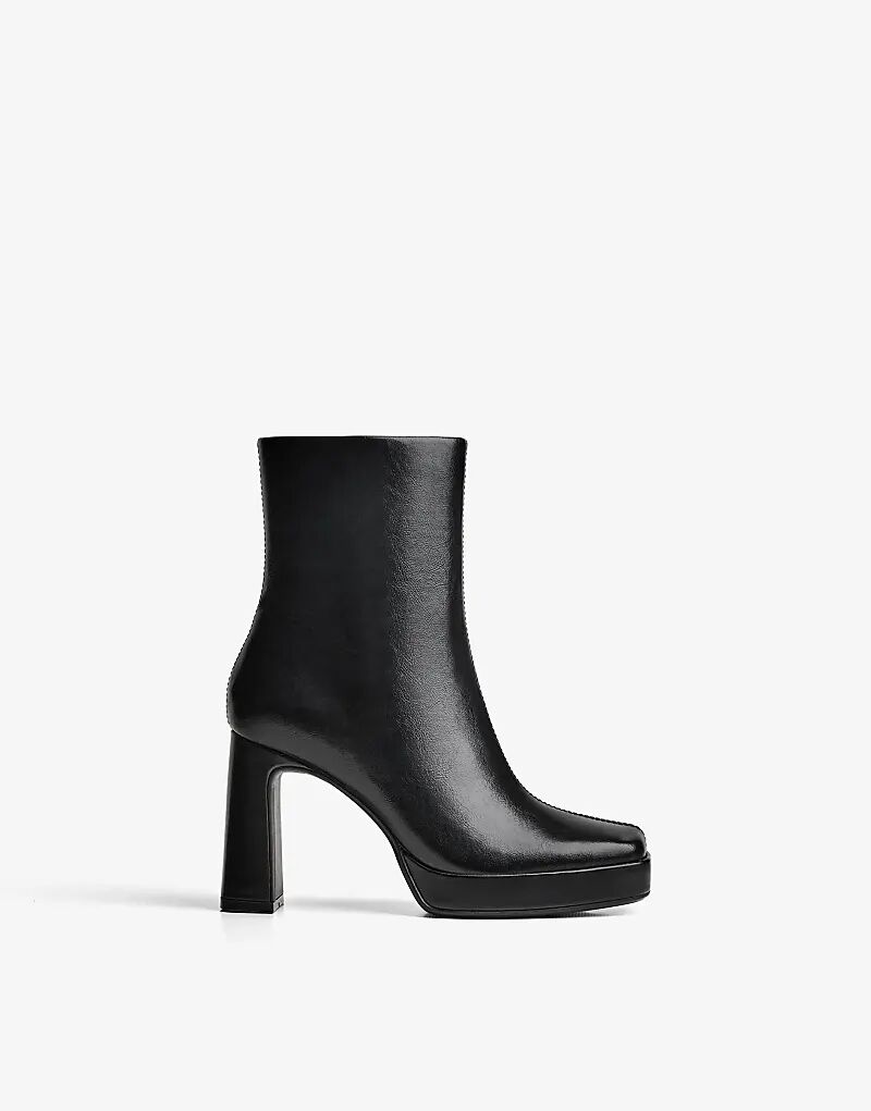 Ботильоны Bershka на платформе и высоком каблуке черного цвета — фото 4