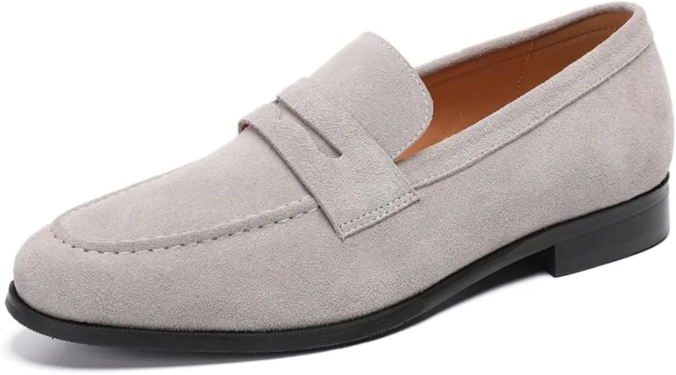 Лоферы кожаные Penny Loafers, серый замша FIAVOM